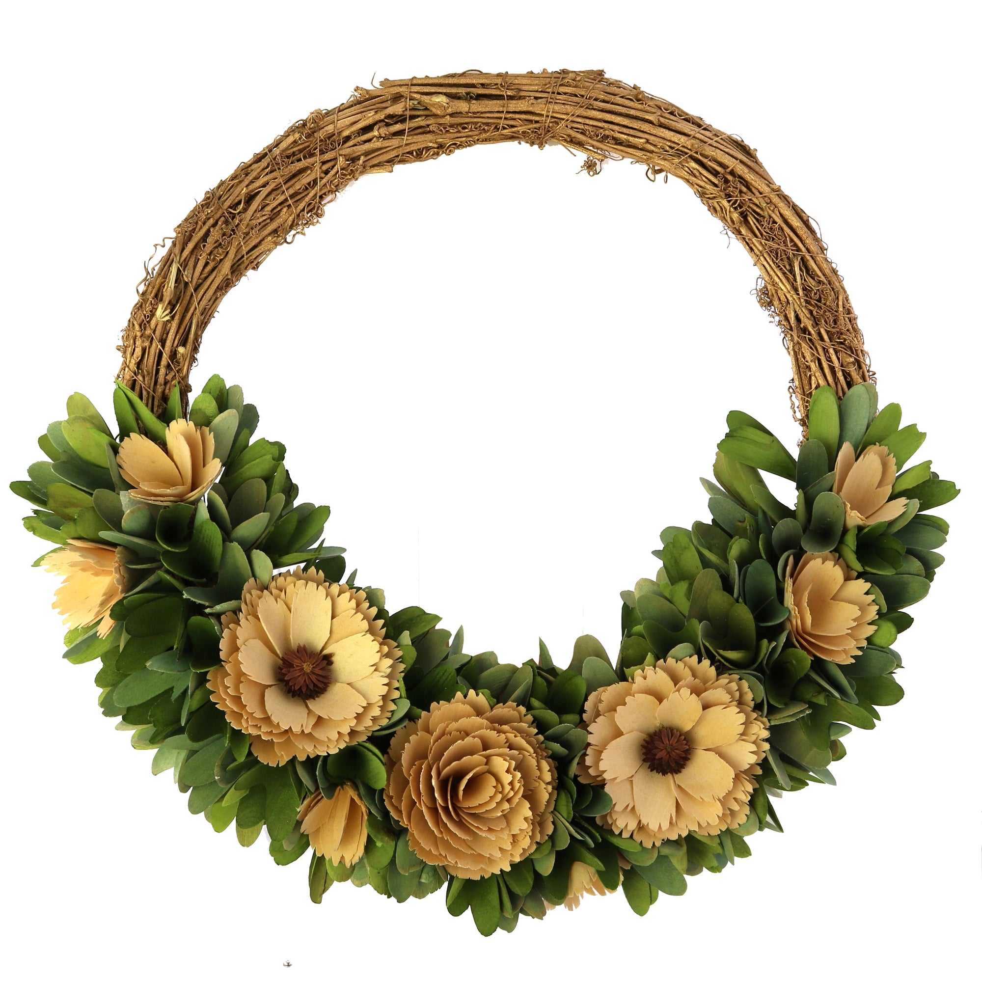 Natural Fall Hues Wood Floral Wreath