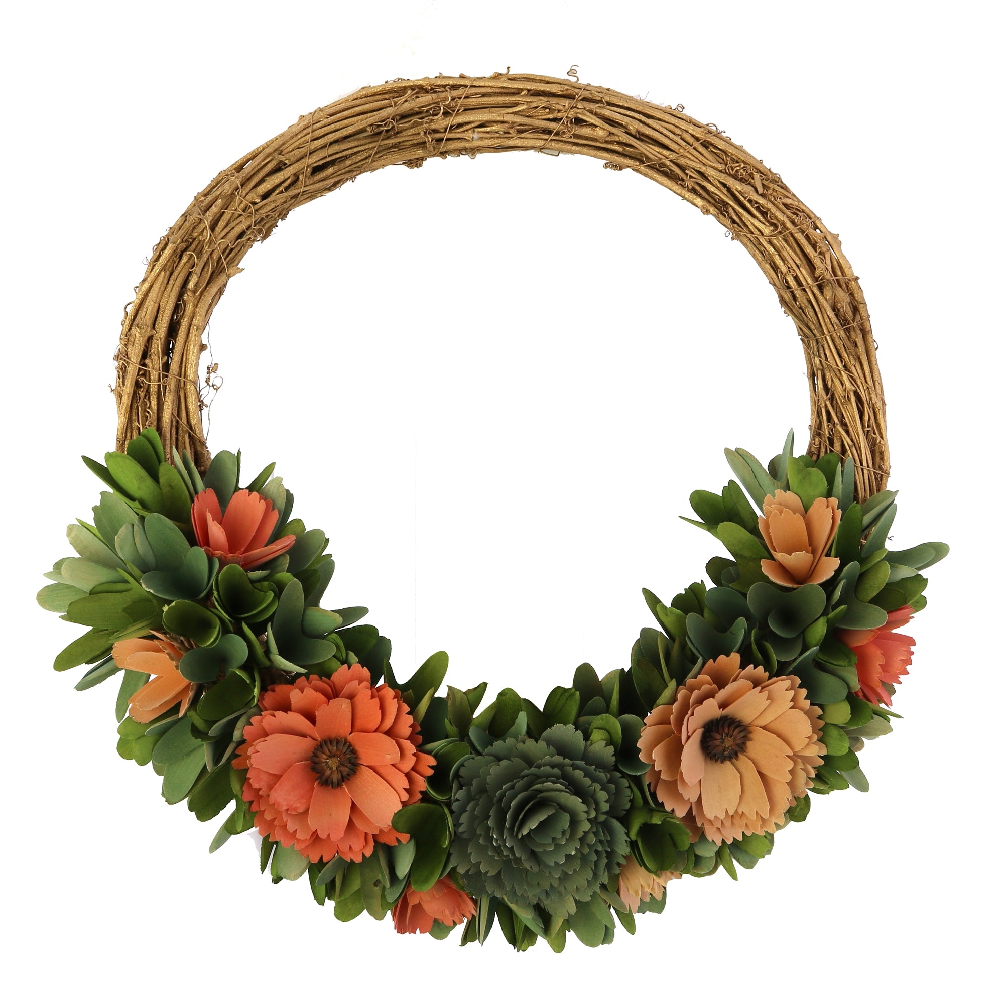 Fall Hues Wood Floral Wreath