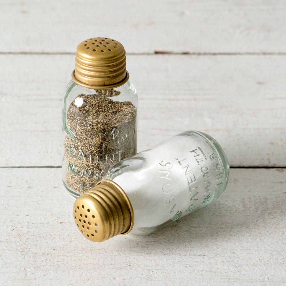 Mini Mason Jar Salt Shakers (Antique Brass) (S/6)