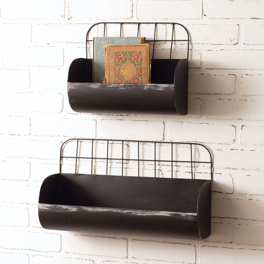 Black Wire Back Wall Bins (S/2)