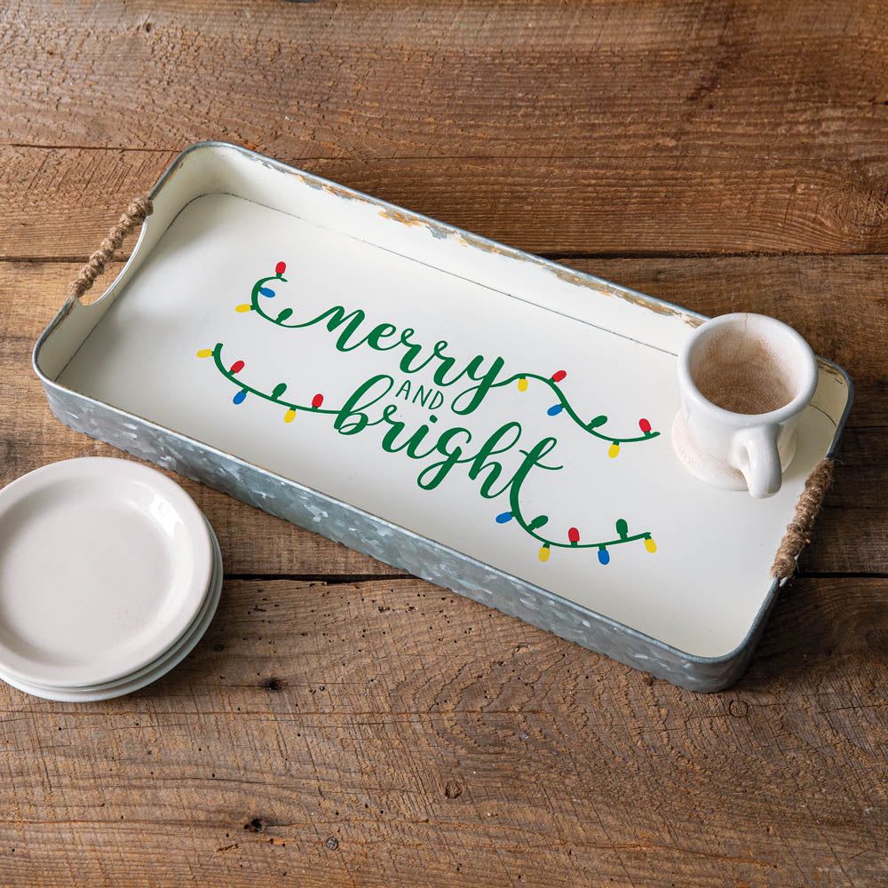 Merry & Bright Galvanized Tray