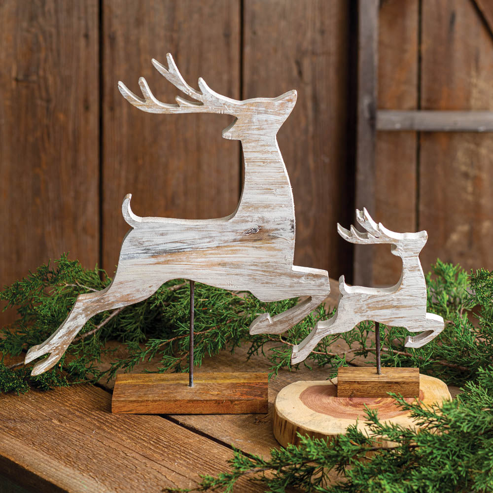 Galloping Wooden Reindeers (S/2)