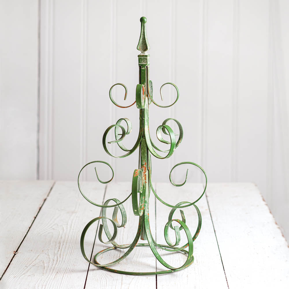 Scrolled Metal Christmas Tree - Green
