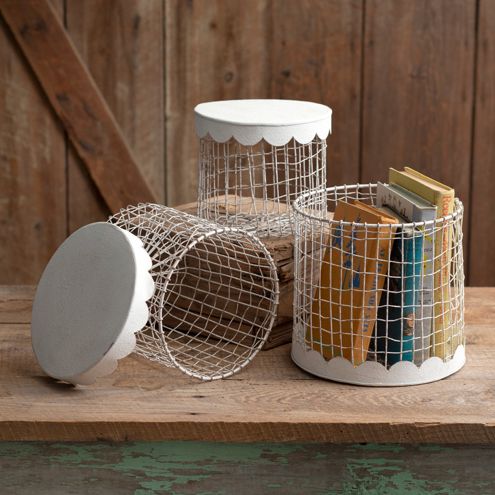 Nesting Metal Boxes w/ Scalloped Lids (S/3)
