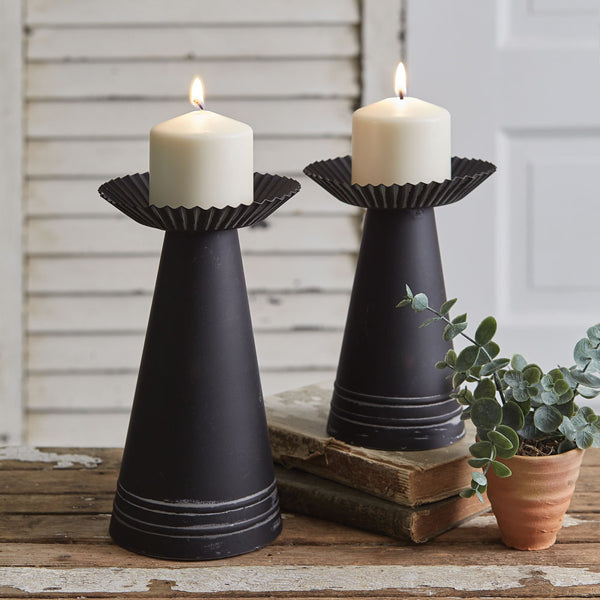 Corrugated Pillar Candle Holders (S/2)