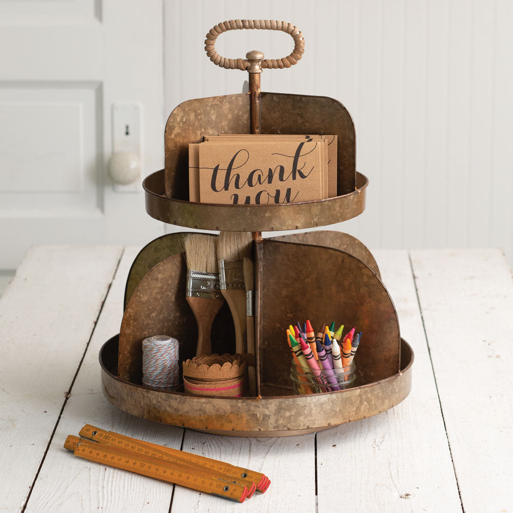 Revolving Divided Two-Tier Tray