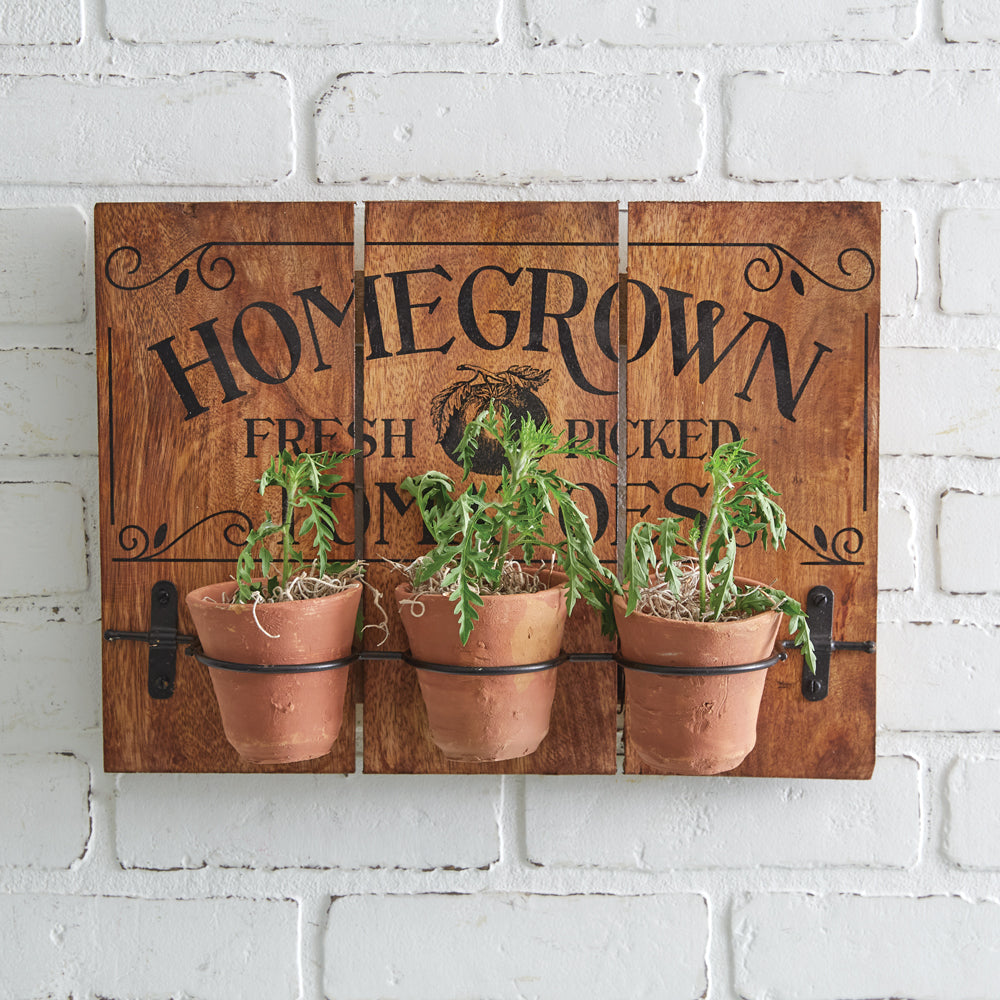 Homegrown Wall Sign w/ Clay Pots