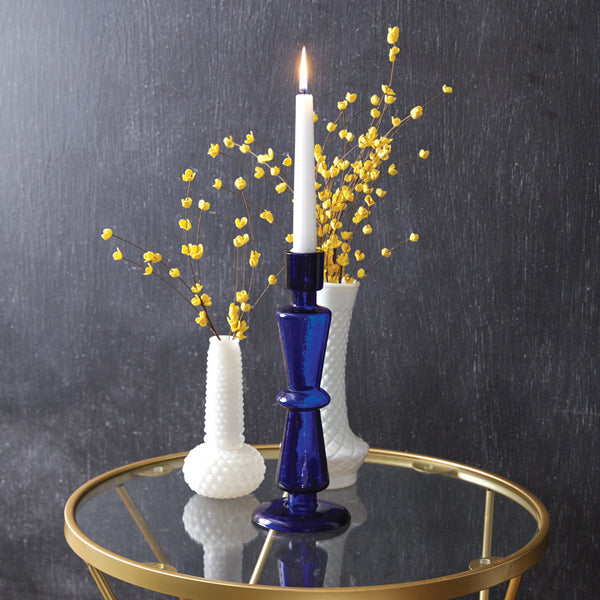 Cobalt Blue Glass Taper Candle Holder (S/2)