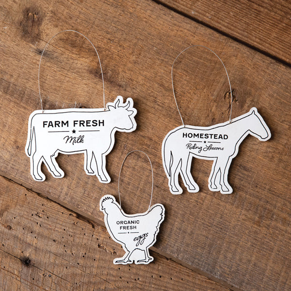 Farm Animal Ornaments (S/3)