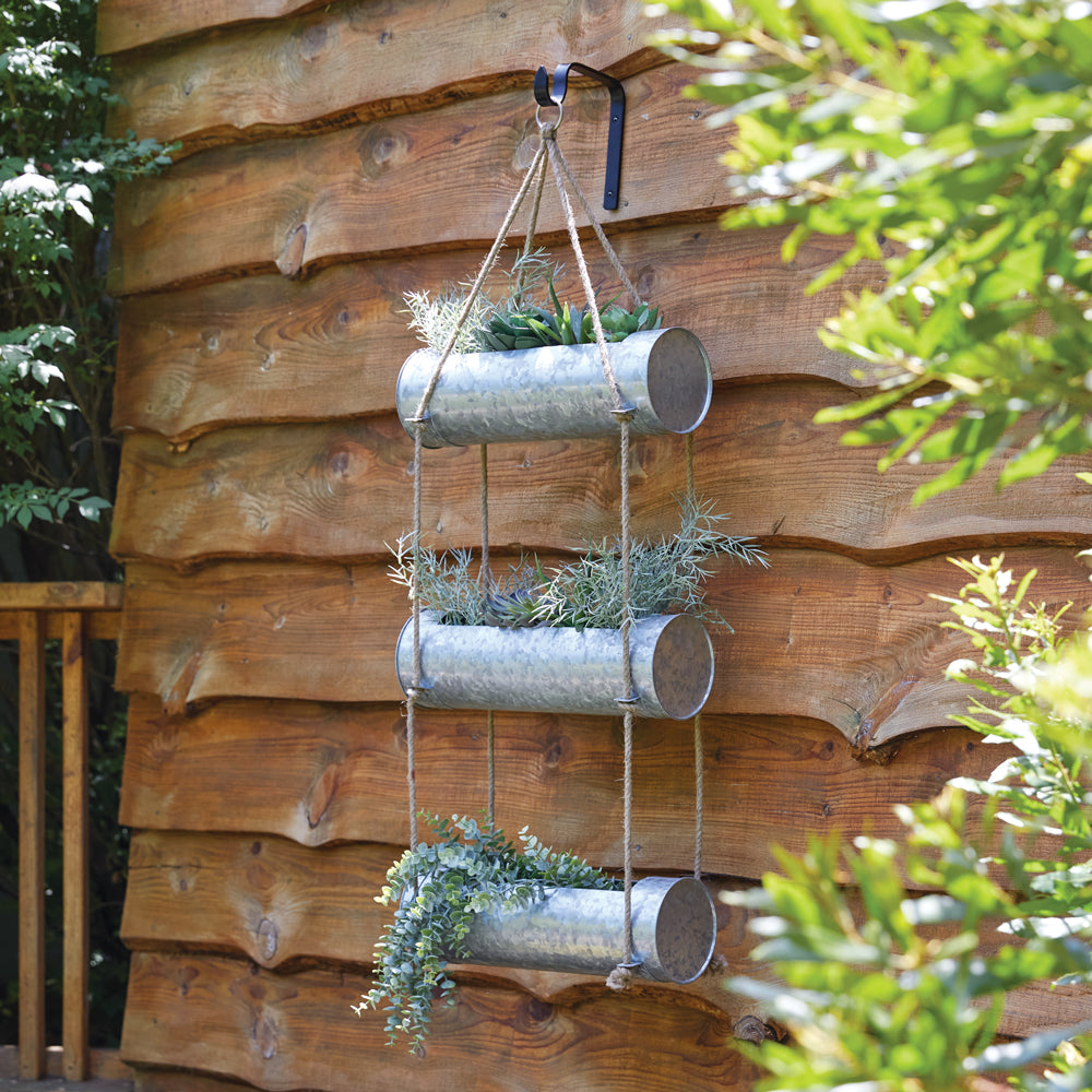 Three Tiered Galvanized Hanging Planter