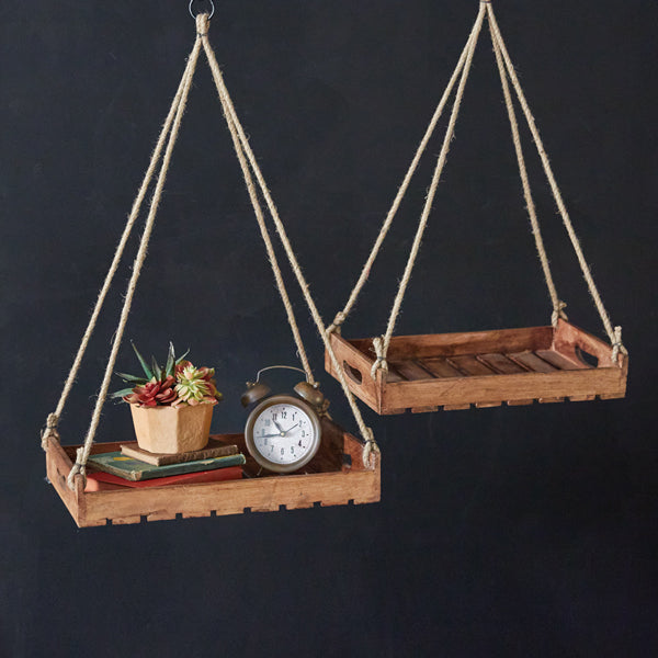 Hanging Wood Shelves (S/2)