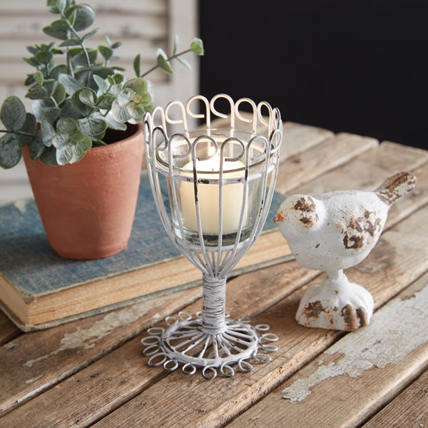 Wire Flower Votive Holder (S/2)