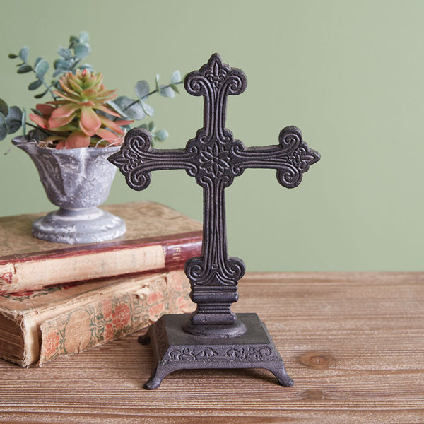 Ornate Cast Iron Cross Statue (S/2)