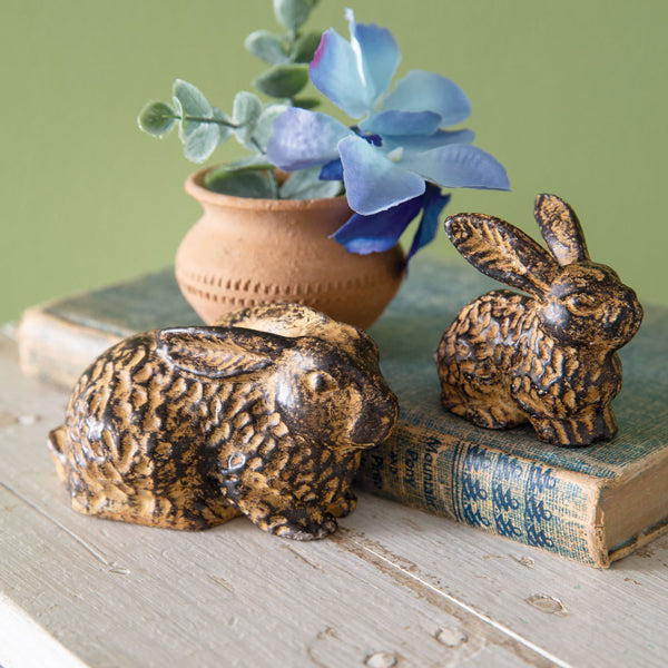 Rustic Bunny Figurines (S/2)
