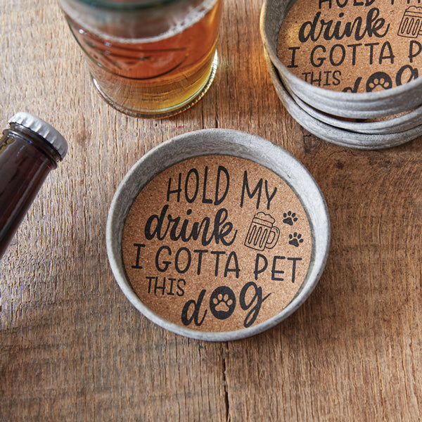 Mason Jar Lid Coaster - Pet This Dog (S/4)