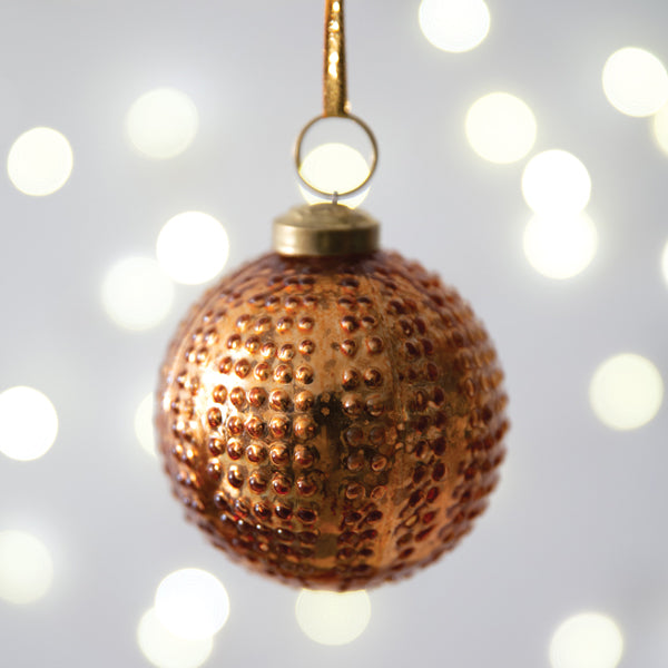 Hobnail Mercury Glass Ornament - Copper (S/4)