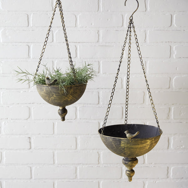 Hanging Metal Finial Planters (S/2)