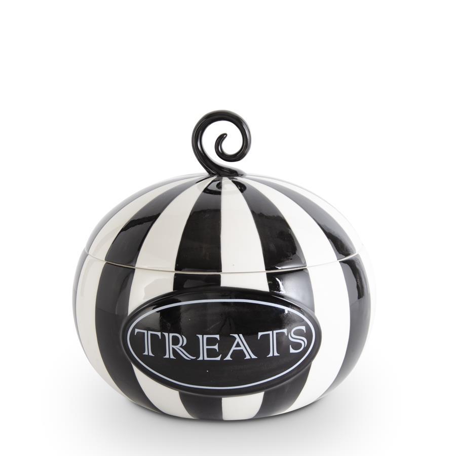 Black & White "Treats" Pumpkin Container