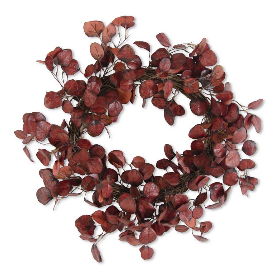 25" Gumdrop Eucalyptus Wreath - Burgundy