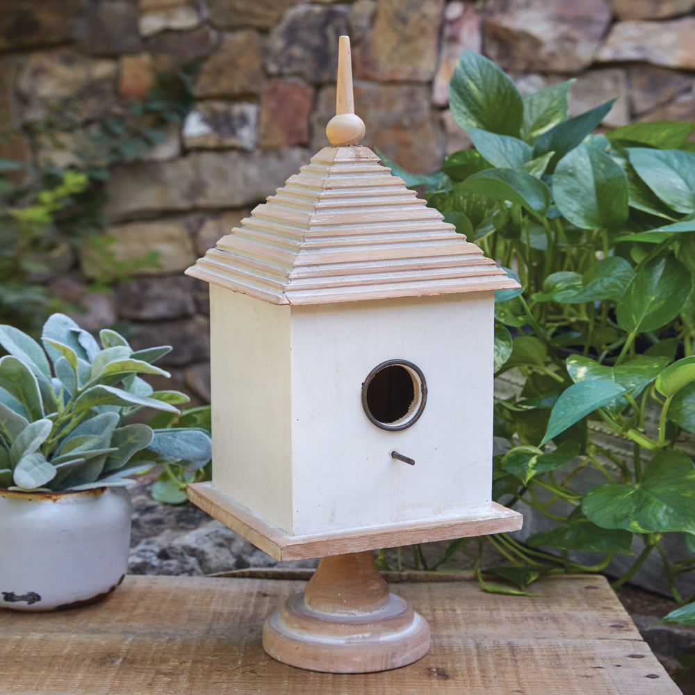 Wood Pedestal Birdhouse