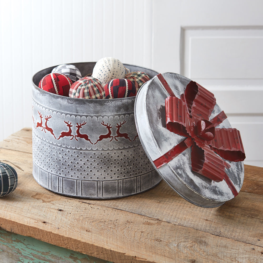 Vintage Round Container w/ Bow