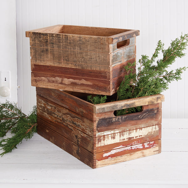 Reclaimed Wood Crates (S/2)