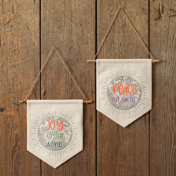 Peace and Joy Fabric Wall Hangings (S/2)