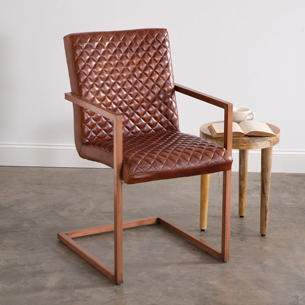 Leather Diamond Pattern Armchair