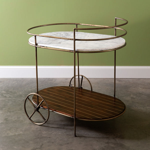 Two-Tier Marble Top Bar Cart