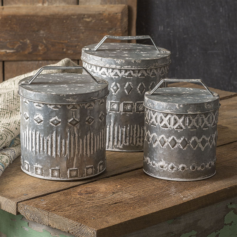 Nesting Boho Patterned Canisters (S/3)