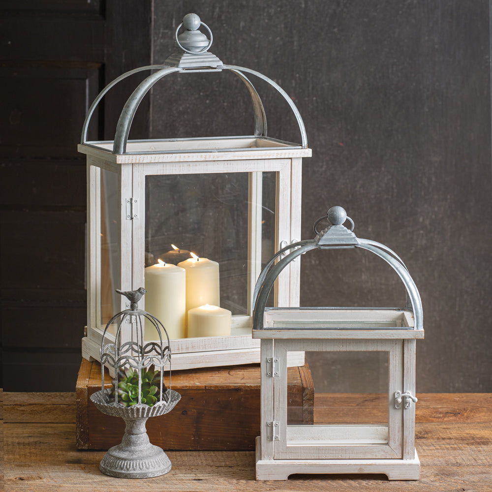 Amelia Wood and Metal Lanterns (S/2)
