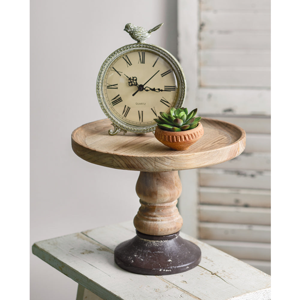 Wooden Display Stand with Cast Iron Base