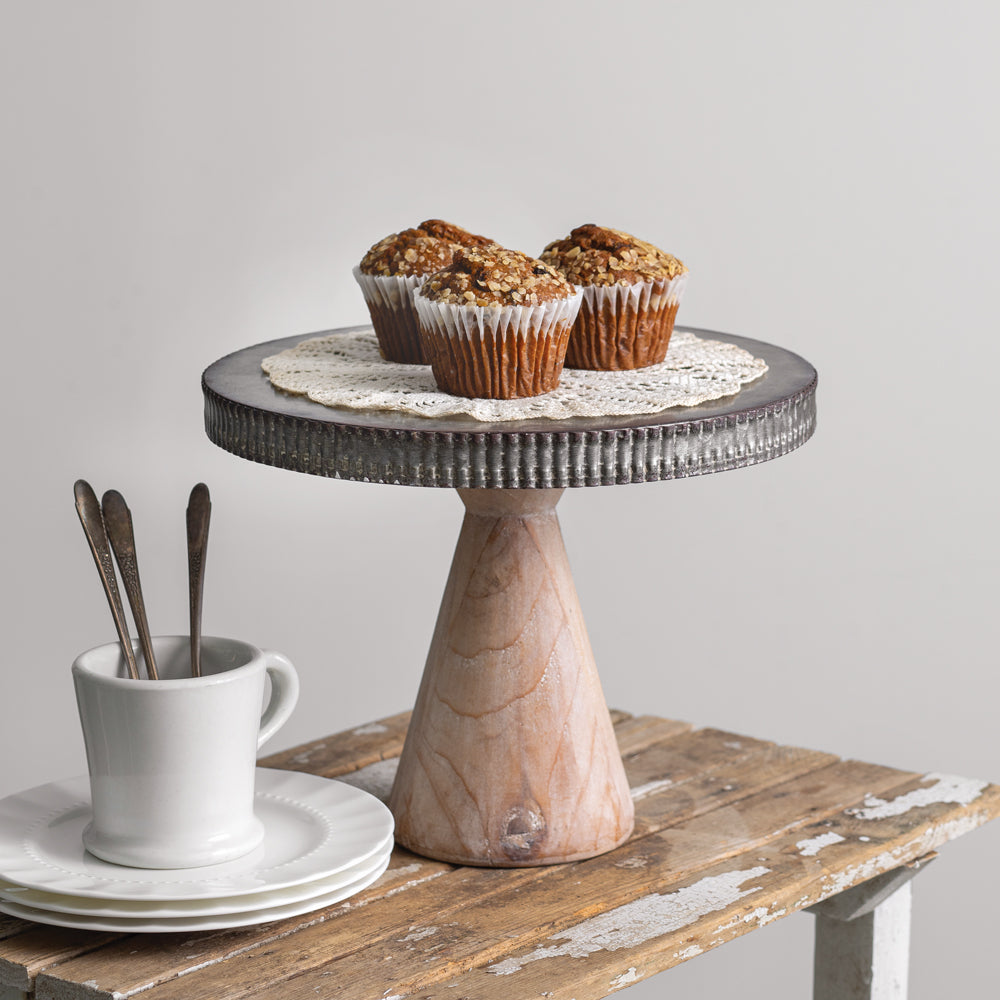 Metal Dessert Stand with Wood