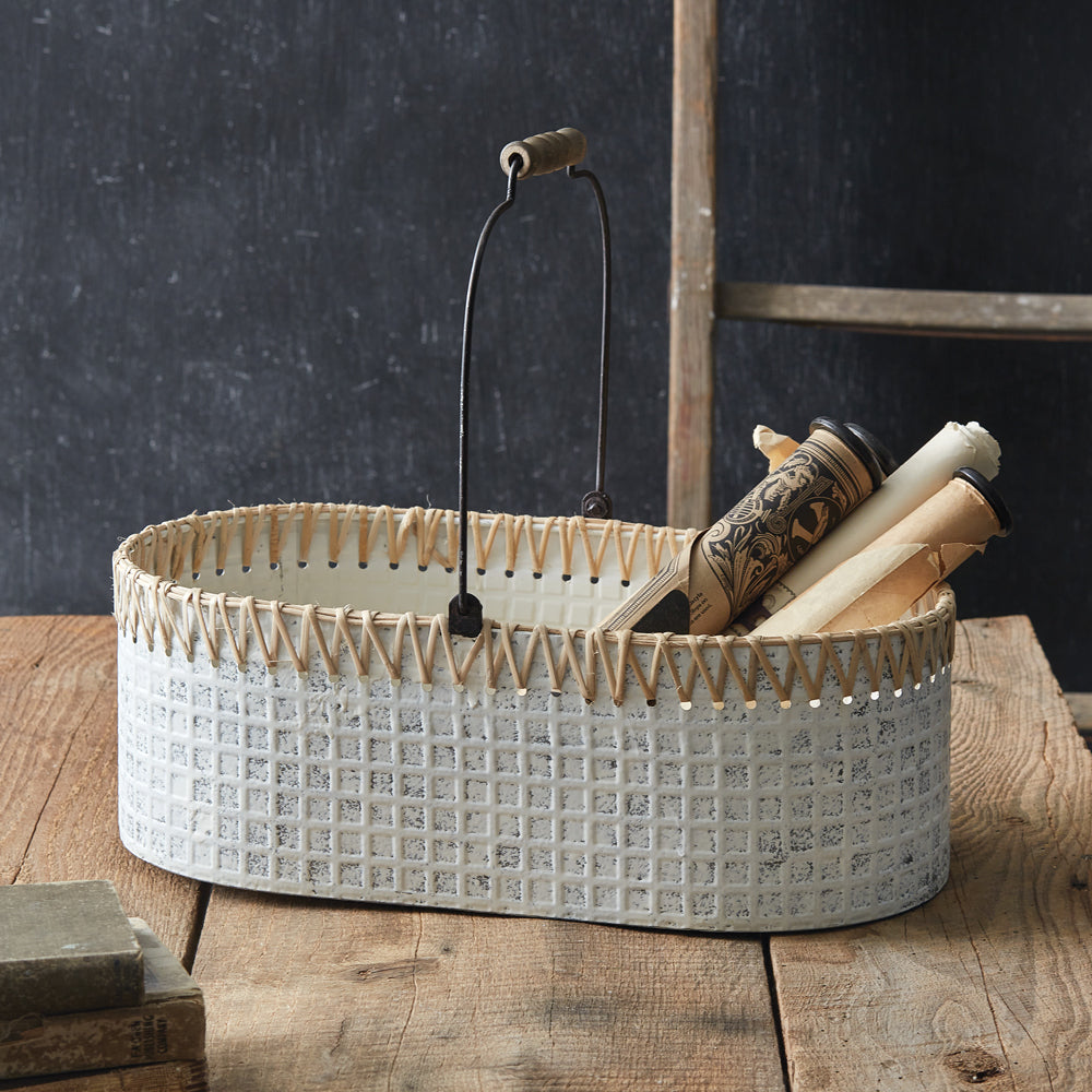 Whitewashed Cane Basket