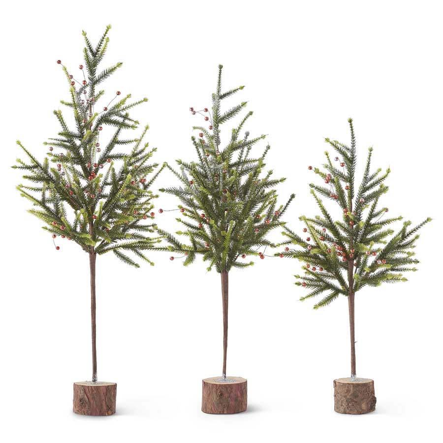 Slim Pine Trees w/ Berries (S/3)