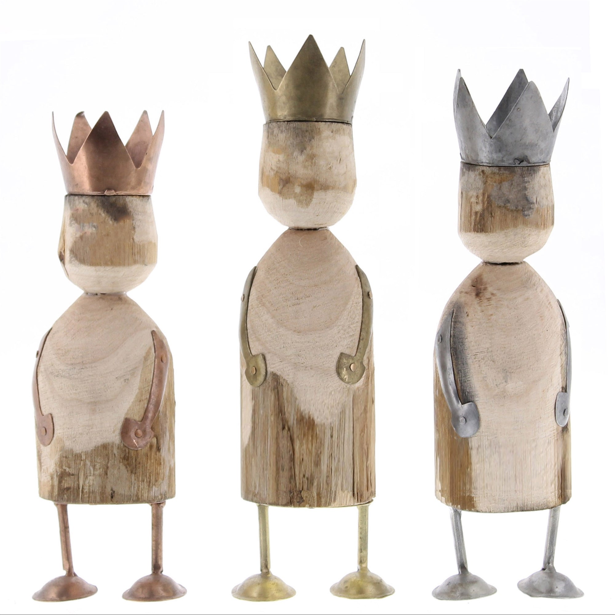 Metal and Wood Wisemen (S/3)