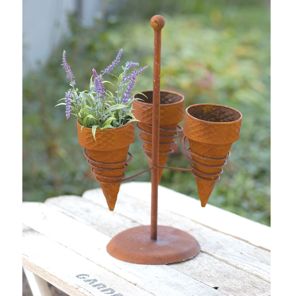 Triple Ice Cream Cone Planter