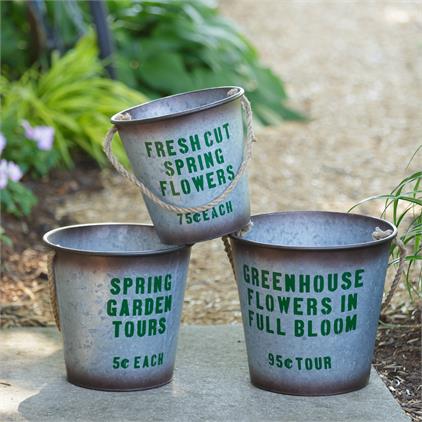 Greenhouse Advertising Flower Pails (S/3)