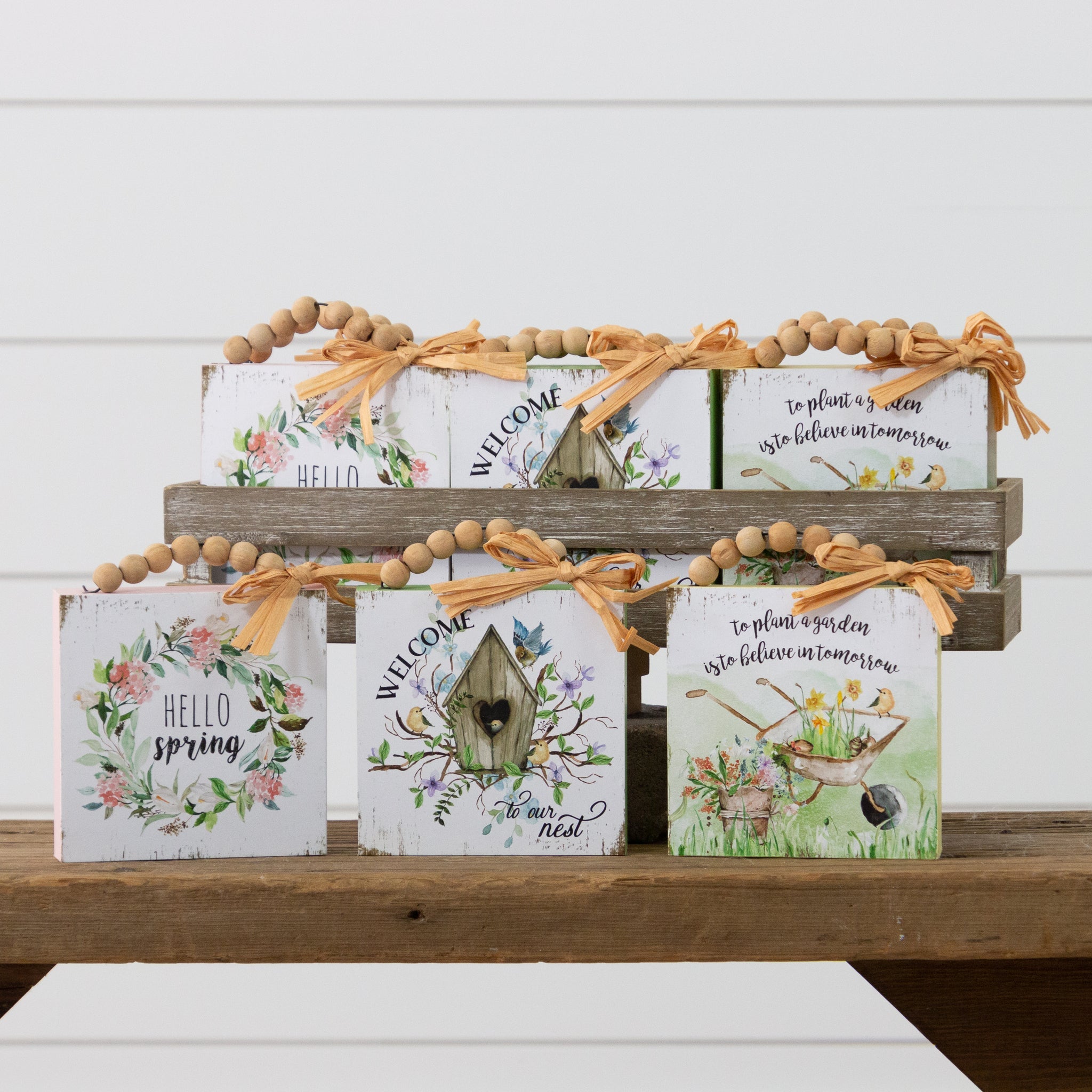 Crate Of 9 - Block Signs - Spring Greetings