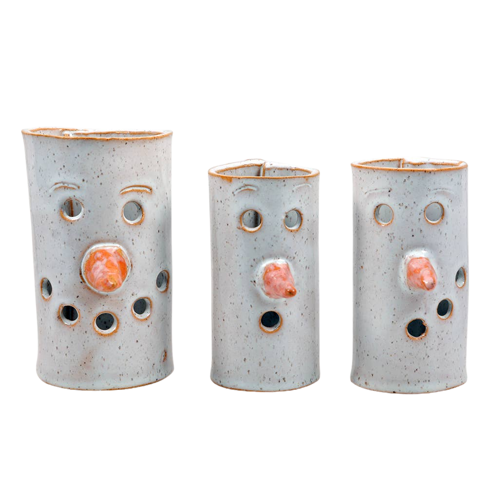 Ceramic Snowman Luminaries