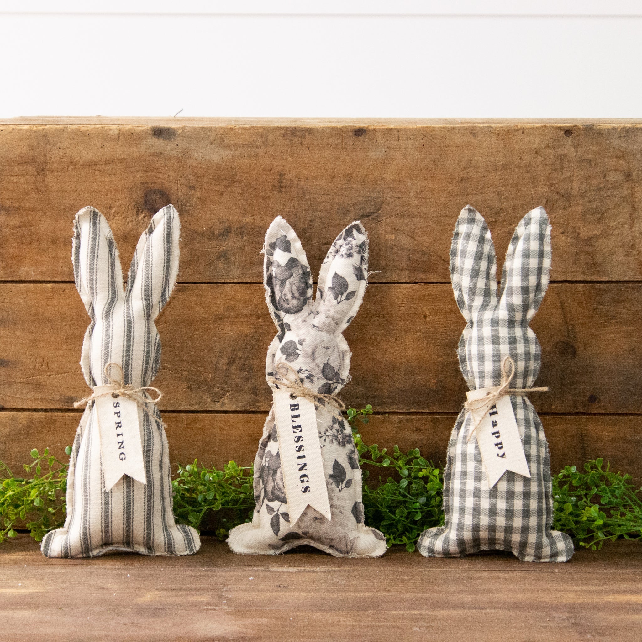 Fabric Bunnies - Black and Grey (S/3)
