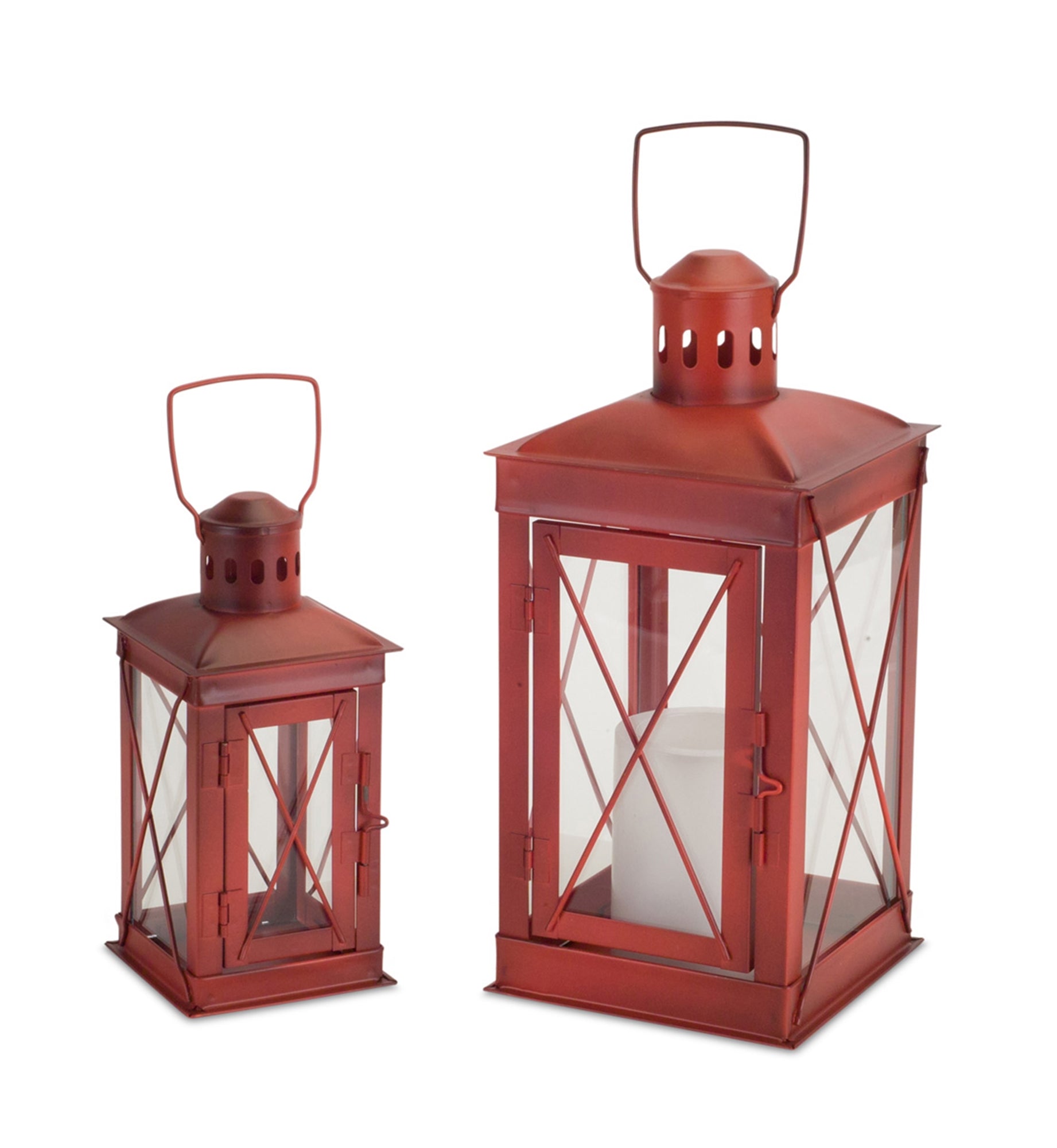 Traditional Red Iron Lanterns (S/2)