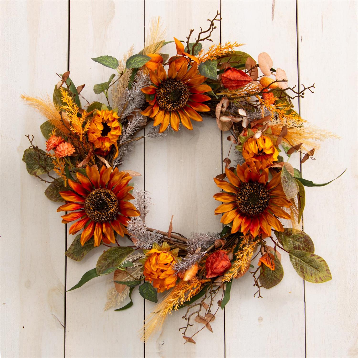 Sunflowers And Foliage Mix Wreath