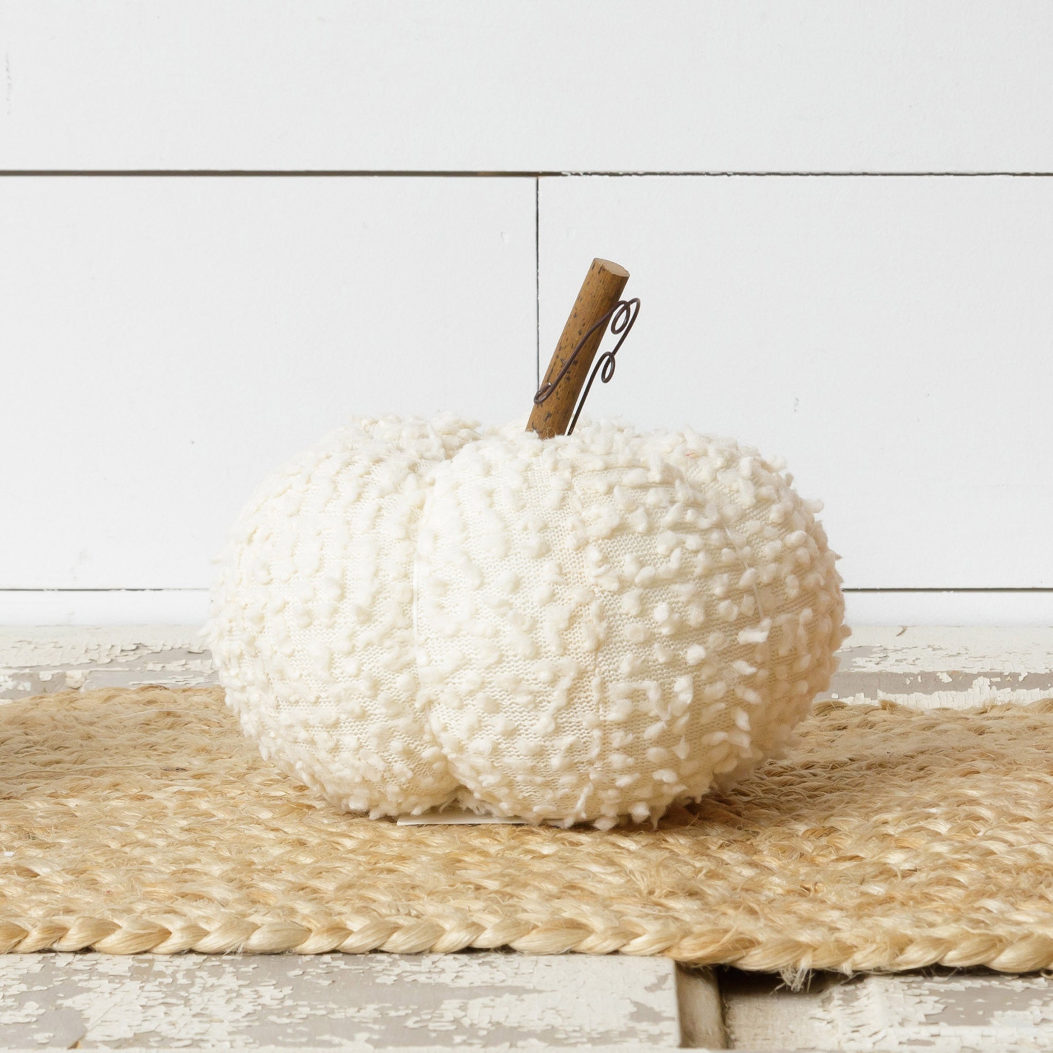 Cream Knobby Fabric Pumpkin