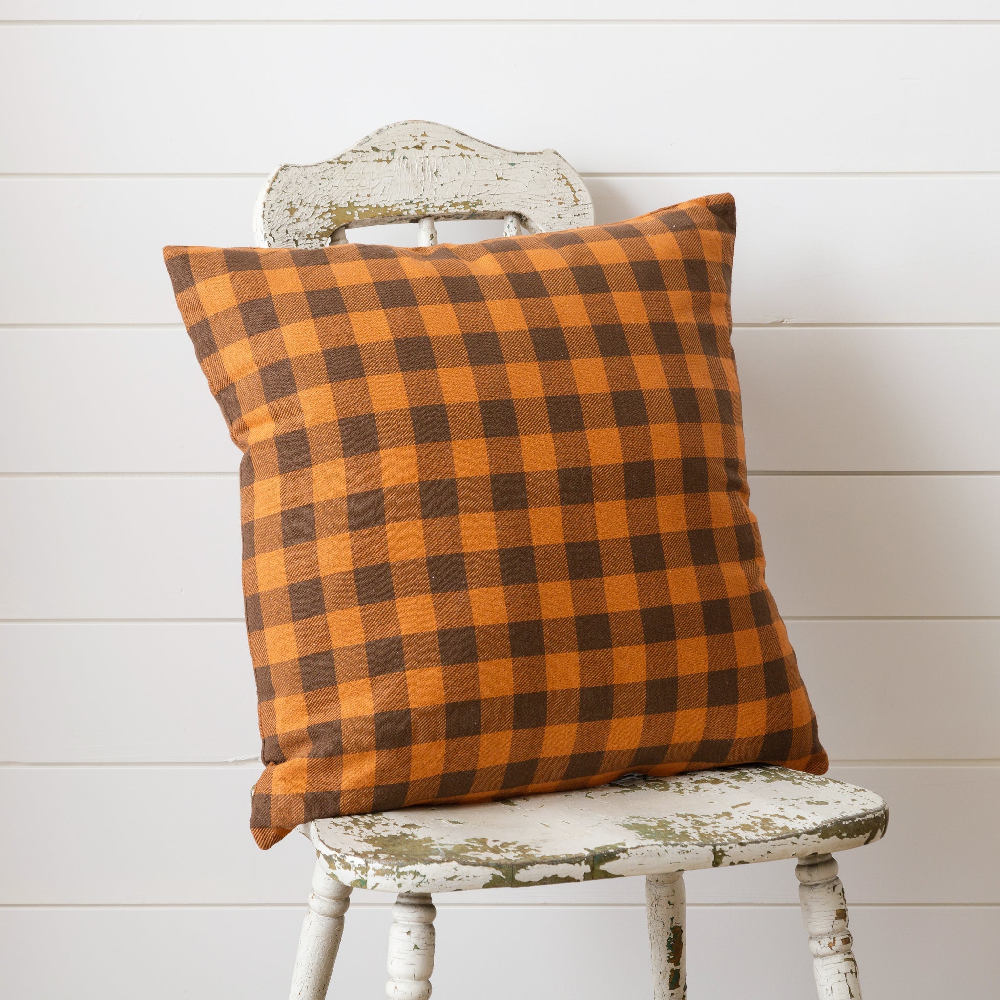 Autumn Check Pillow- Vintage Pumpkin