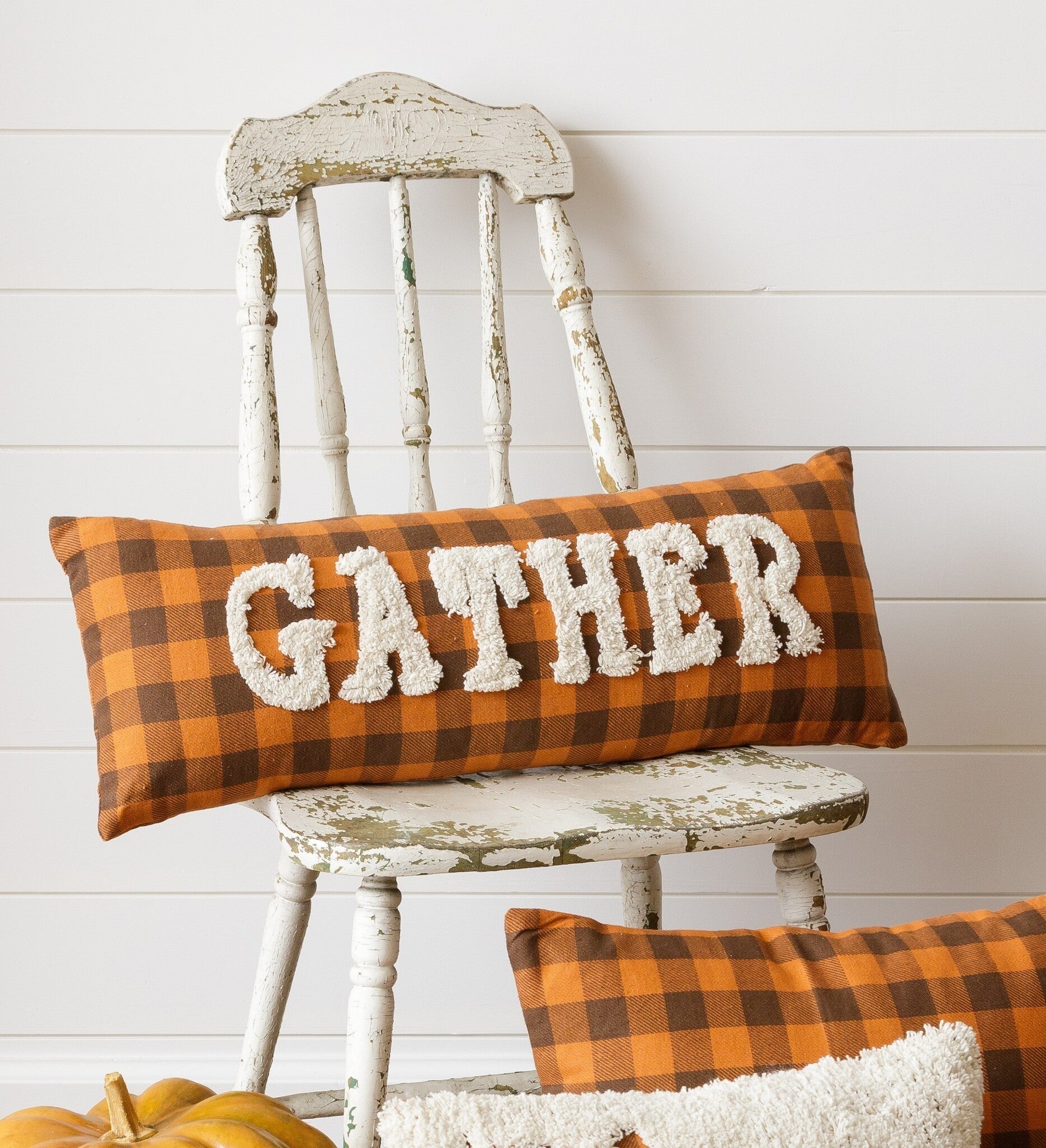 Autumn Check "Gather" Lumbar Pillow