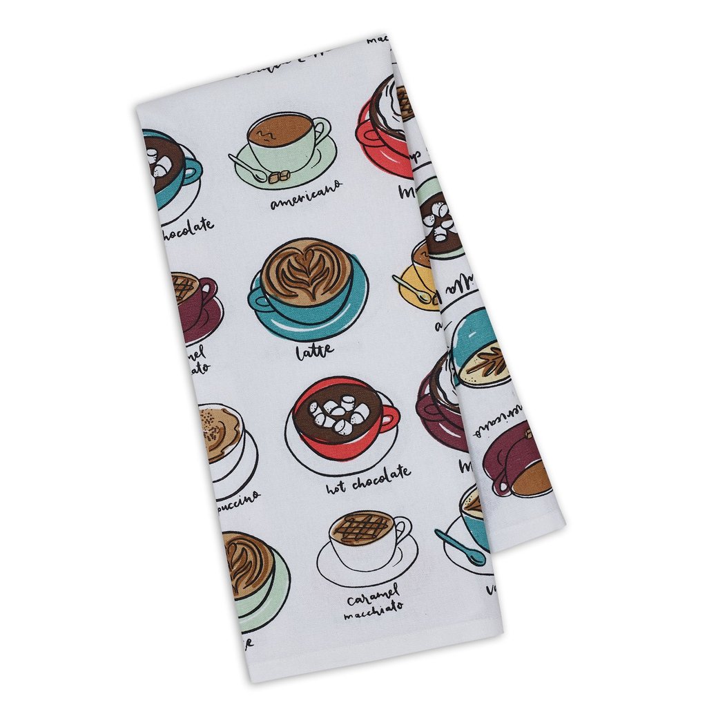 Coffee Cups Printed Dishtowel