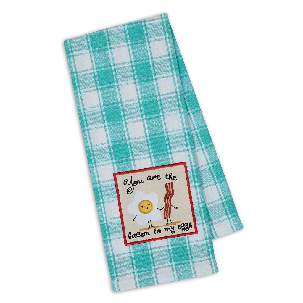 Bacon to My Eggs Embellished Dishtowel