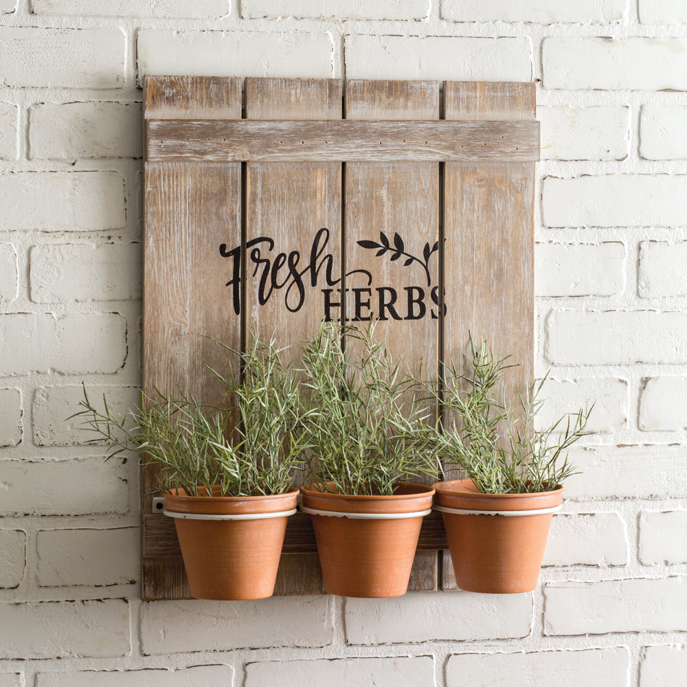 Wooden Fresh Herbs w/ Pots