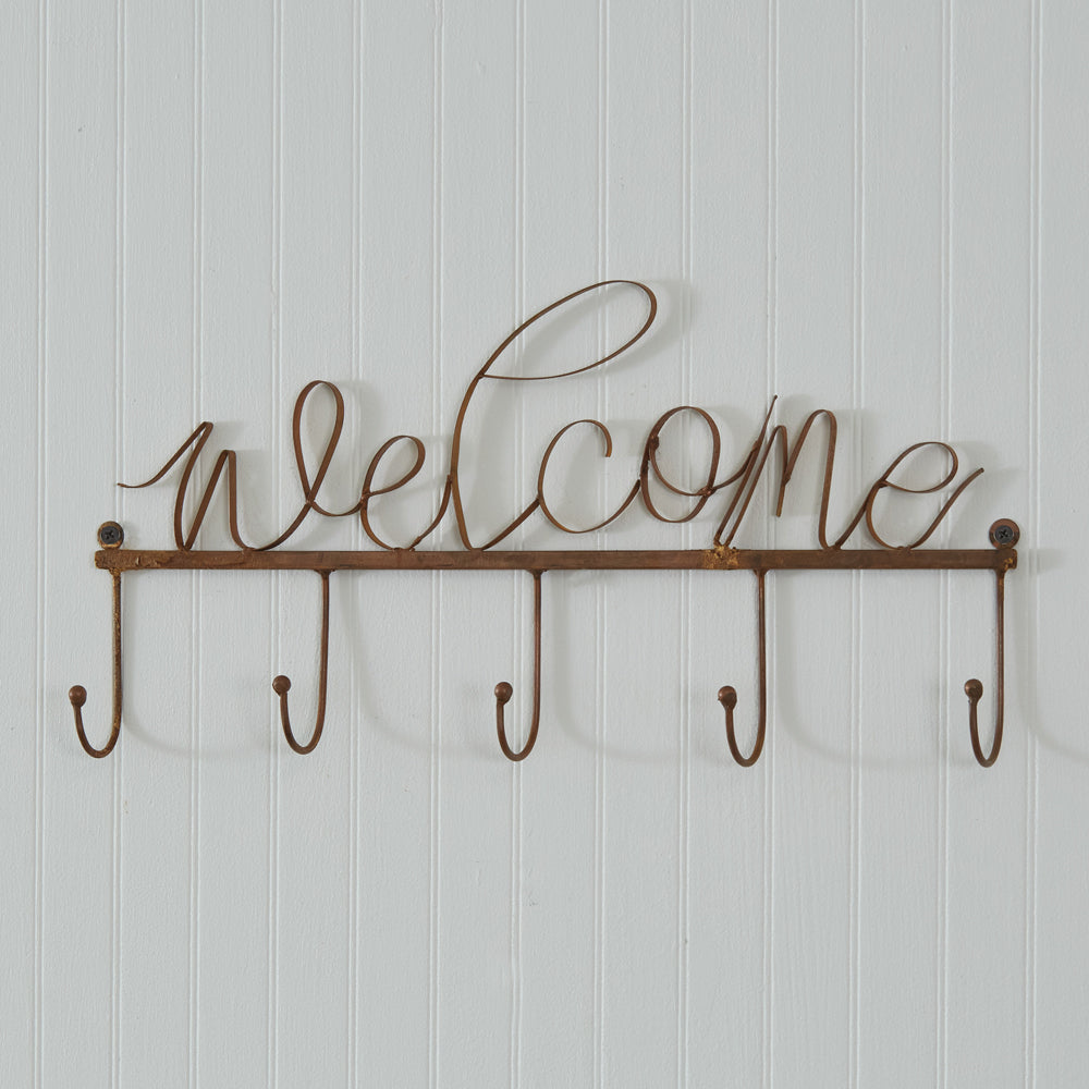 Rustic Copper "Welcome" Hook Rack